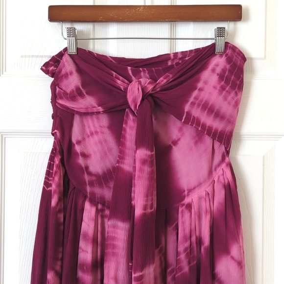 Lucky Brand Y2K Vintage Tie Dyed Silk Strapless A-Line Mini Wrap Dress Purple S - Picture 10 of 12